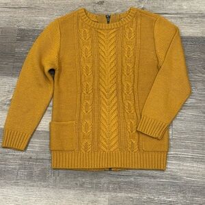 Golden Cable Knit Crew Neck Sweater
